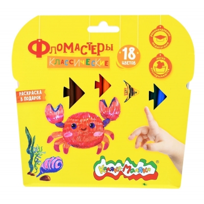 Фломастеры 18цв классические, круглый корпус, карт. упак