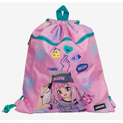 Сумка для сменной обуви и спортивных секций 37x47см Manga Girl, плотная ткань twill, передний карман