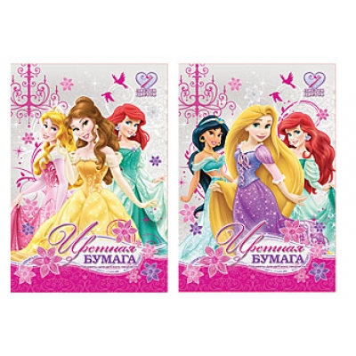 Цветная бумага А4 7цв 7л голографическая Princess, папка