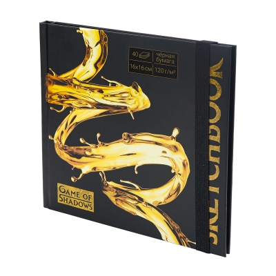 Скетчбук Golden style 160х160 (матовая ламинация+выборочный лак, черная бумага)