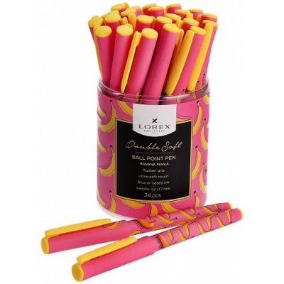 Ручка шариковая синяя 0, 7мм BANANA MANIA DOUBLE SOFT, масляные чернила, круглый корпус ultra-soft t