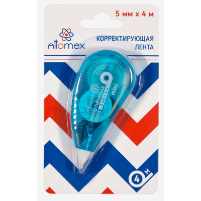 Корректирующая лента 5мм*4м, синий прозрачный корпус, фронтальный аппликатор, в картонном блистере