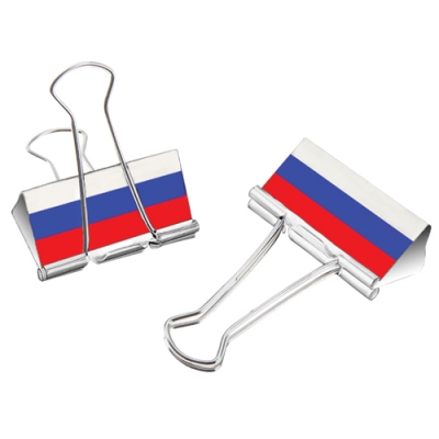 Зажим для бумаг 32мм Триколор, металлический, толщина скрепления до 13, 5 мм, 6шт на картонном блисте