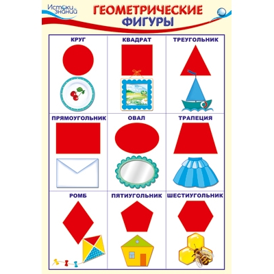 Плакат А3 Геометрические фигуры. Математические ступеньки (5-6 лет)