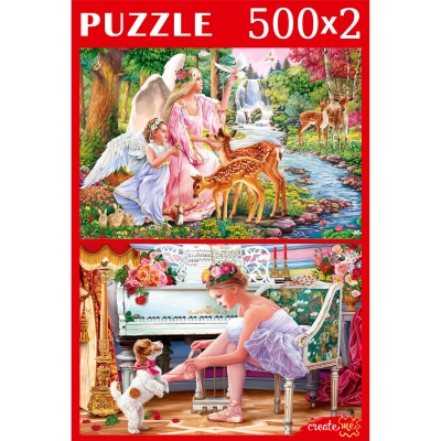 НАБОРЫ ПАЗЛОВ 2в1 (500+500) АНГЕЛЫ И БАЛЕРИНА