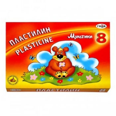 Пластилин 8цв 160г Мультики, со стеком, картонная упаковка
