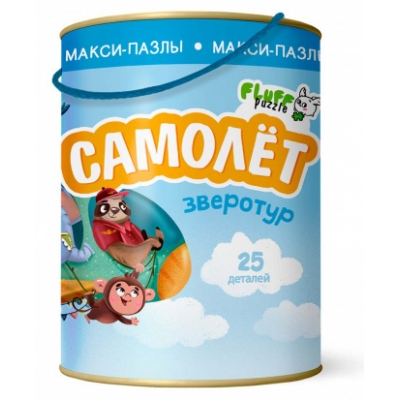 Макси-пазлы 25 деталей. Зверотур. Самолет