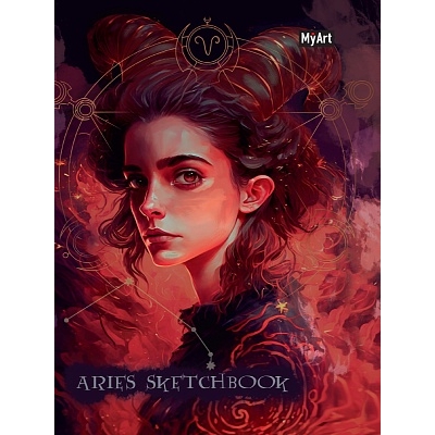 Скетчбук Знаки зодиака Овен (80л холод. тиснение, кругл. углы, 145х203 (бумага 120гр) )