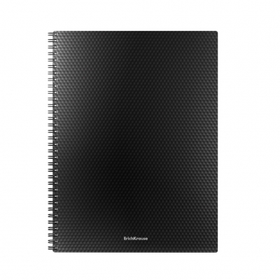 Тетрадь А4 80л. Клетка Total Black, спираль, офсет, обложка - матовый пластик с фактурой даймонд