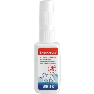 Корректирующая жидкость 12мл Arctic White, с пластиковым наконечником, на химической основе, пластик