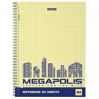 Тетрадь А4 80л. Клетка Megapolis Yellow Concept желтый, спираль, тонированный блок, обложка - мелова