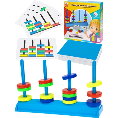 Настольная игра. Магнитные кольца (21х20, 5х4, 6 см) (игровая доска, 16 магнитных колец, 54 карточки)