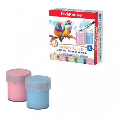 Гуашь 9цв*20мл пастельная, Sorbet Pastel, картонная упаковка