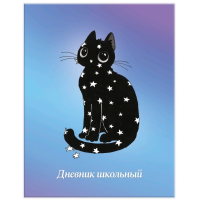 Дневник школьный 48л. ЛЕДИ КОШКА, твёрдый переплёт 7БЦ, выборочный УФ-лак, полноцветная печать, мато