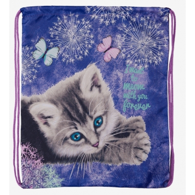 Сумка для сменной обуви 35x43см Cute Kitty, 1 отделение, водоотталкивающая ткань с рисунком, на вере