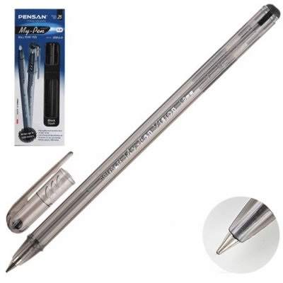 Ручка шариковая чёрная 1, 0мм My-Pen, на масляной основе, тонированный корпус