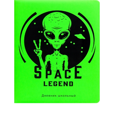 Дневник школьный 48л. SPACE LEGEND (обложка неоновый софт-тач кожзам с печатью в одну краску, пороло