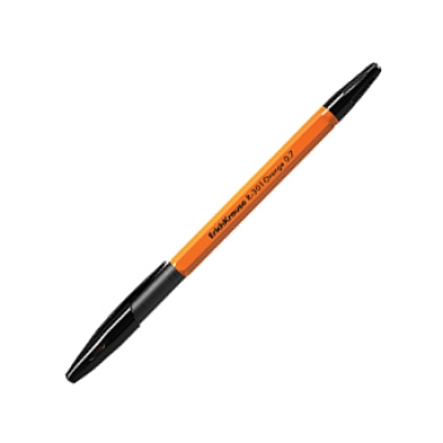 Ручка шариковая чёрная 1, 0мм R-301 Grip Orange, резиновый держатель, оранжевый корпус, чёрный колпач