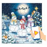 Пазл фигурный на подложке+Дополненная реальность. 80 деталей. Танцующие снеговики. 30х30, 5 см